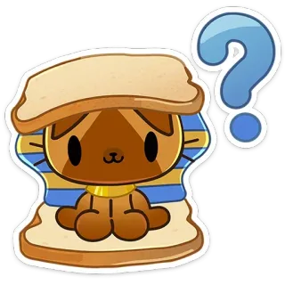 🤔 cat, sandwich, cute, cartoon, question mark, egyptian, kawaii telegram sticker