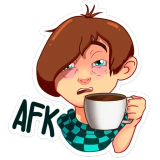 ☕ AFK café, fatigué, absent, parti, tasse, numérique telegram sticker