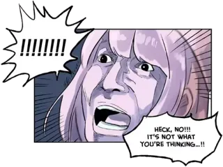 😦 HECK, NO!!!
IT'S NOT WHAT
YOU'RE THINKING...!! exclamación, cómic, bocadillo, pánico, exasperado, sorprendido, ansioso telegram sticker