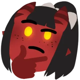 🤨 Teufel, denken, rot, Hörner, Cartoon telegram sticker