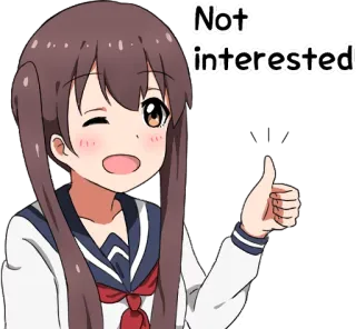 😜 Not interested anime girl, not interested, thumbs up, winking, school uniform, rejection telegram sticker