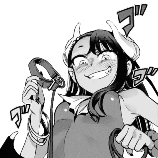 🖤 anime, devil, manga, horns, collar, leash, anime girl, cartoon, sticker telegram sticker