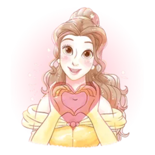 ❤ Belle เบลล์, เจ้าหญิงดิสนีย์, หัวใจ, ความรัก, การ์ตูน, แอนิเมชั่น telegram sticker