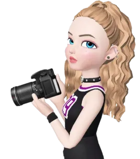 📷 Desenho animado, Fotografia, Fotógrafo, Mulher, Câmera, Arte digital telegram sticker