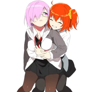💞 Anime, Filles, Câlin, Mignon, Amitié, Dessin animé telegram sticker
