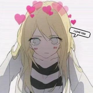 💘 I LOVE YOU anime, hearts, love, cute, cartoon, girl, romance telegram sticker