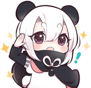 👌 panda, anime, kawaii, lindo, chibi, saludo, sticker telegram sticker