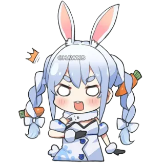 😨 @HAWKS coniglio, coniglio, anime, cartone animato, kawaii, carino, ragazza, carota whatsapp sticker