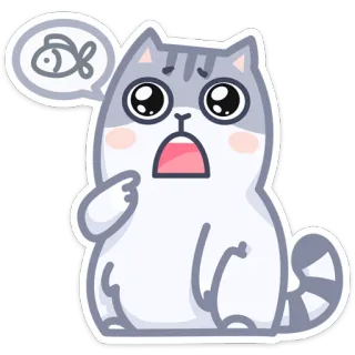 🐠 gato, peixe, adesivo, desenho animado, animal, kawaii whatsapp sticker