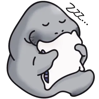 😴 endormi, lamantin, dormir, mignon, dessin animé whatsapp sticker