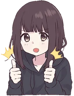 👍 Anime, Mädchen, Daumen hoch, Zustimmung, süß whatsapp sticker