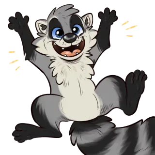 😀 raccoon, cartoon, animal, cute, furry whatsapp sticker