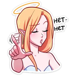 🙅‍♀️ нет-нет-нет angel, woman, cartoon, denial, disapproval, rejection whatsapp sticker