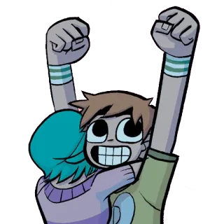🙌 Scott Pilgrim Scott Pilgrim vs. the World cartoon, hug, happy, comic, scott pilgrim telegram sticker