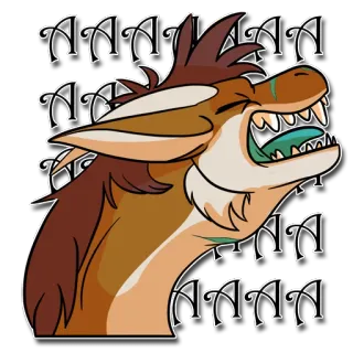 📣 AAAAAAA berteriak, mulut terbuka, berbulu, kartun, ekspresi telegram sticker