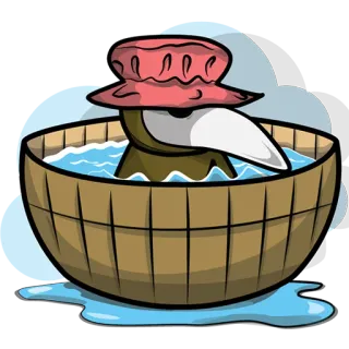 🤒 médecin de peste, oiseau, bain, eau, chapeau telegram sticker