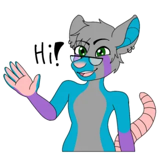 ✋ Hi! rata, antropomorfa, saludo, dibujos animados, lindo, amigable whatsapp sticker