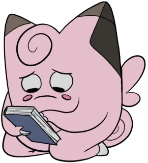 😢 Clefairy Piepi, Pokémon, traurig, Buch, lesen, süß, Cartoon whatsapp sticker