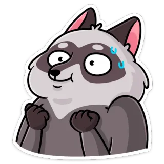 😳 rakun, binatang, kartun, imut, stiker, berbulu, malu telegram sticker