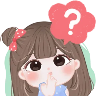 🎀 cartoon, girl, question, cute, illustration telegram sticker