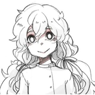 🙂 cartoon character, drawing, female, girl, grayscale, anime, portrait telegram sticker