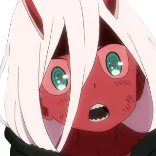 😧 Zero Two Darling in the Franxx Anime, Zero Two, Darling in the Franxx, Cartoonfigur telegram sticker