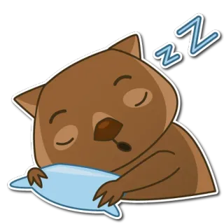 😴 ZZZ wombat, durmiendo, almohada, lindo, animal, dibujos animados telegram sticker