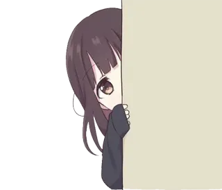 👻 Anime, Mädchen, Niedlich, Gucken, Kawaii, Cartoon whatsapp sticker