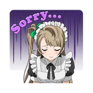 🙇 Sorry... 애니메이션, 메이드, 미안, 사과, 슬픔 telegram sticker
