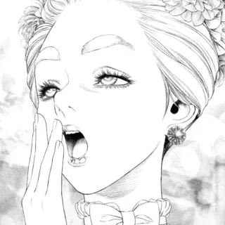 🥱 wanita, wajah, potret, manga, terkejut, kecantikan telegram sticker