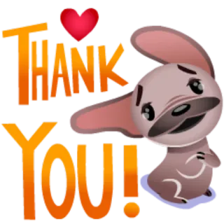 💋 THANK YOU! obrigado, fofo, coelho, coração, saudação telegram sticker