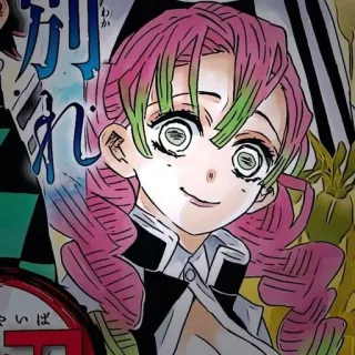 💕 Mitsuri Kanroji Demon Slayer わか anime, demon slayer, mitsuri kanroji, pink hair, manga telegram sticker