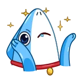 🤤 shark, cute, sparkly, cartoon, animal, blue telegram sticker