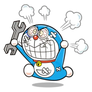 😤 Doraemon doraemon, аниме, мультфильм, в стрессе, злой, гаечный ключ telegram sticker