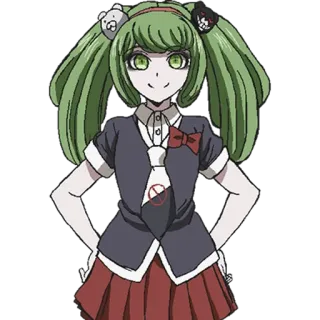 🌟 Monaca Towa Danganronpa anime, gioco, Monaca Towa, Danganronpa, capelli verdi, ragazza telegram sticker