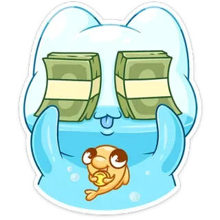 🤑 เงิน, การ์ตูน, ปลา, ความมั่งคั่ง, ตลก telegram sticker