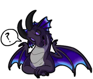 ❔ ? dragão, desenho animado, ponto de interrogação, adesivo, fantasia, roxo telegram sticker