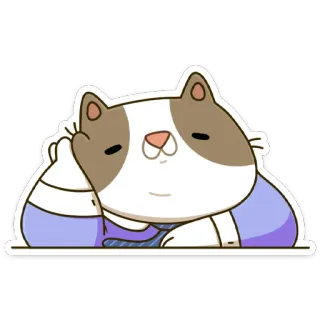 ☹️ cat, cute, sticker, animal, cartoon, sleepy whatsapp sticker
