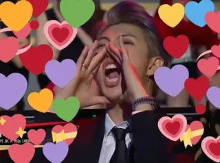 💛 JK X 나는 세계 person, porträt, herzen, schreien, kpop telegram sticker