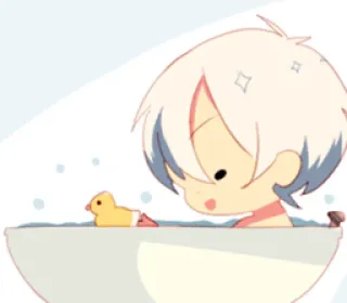 🛀 cute, anime, child, bath, rubber duck, cartoon whatsapp sticker