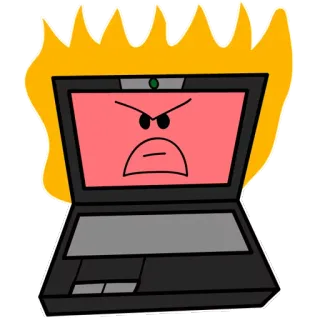 💻 ноутбук, гнев, мультфильм, компьютер, огонь, безумный, злой, в стрессе whatsapp sticker