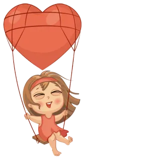 💋 niña, columpio, corazón, amor, dibujos animados, niño, lindo telegram sticker