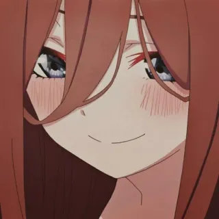 🔪 Miku Nakano The Quintessential Quintuplets Аниме, Манга, Милый, Накано, Улыбающийся, Краснеющий telegram sticker