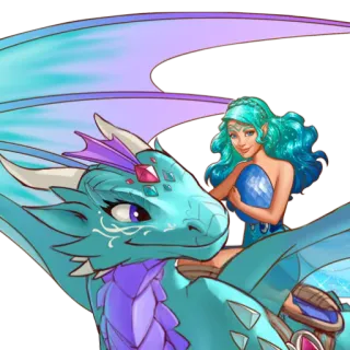 🐉 Drache, Fantasy, Mädchen, Fee, Magie, Fabelwesen, Kunst whatsapp sticker