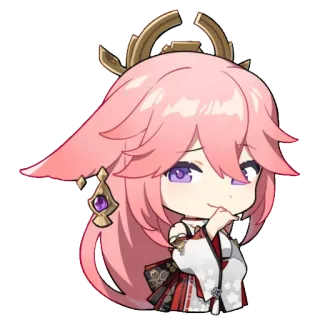 😆 Yae Miko Genshin Impact Anime, Videospiel, Fuchs, Süß, Chibi whatsapp sticker
