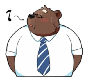 😚 หมี, เหนื่อย, การ์ตูน, สัตว์, แว่นตา, เหงื่อ telegram sticker