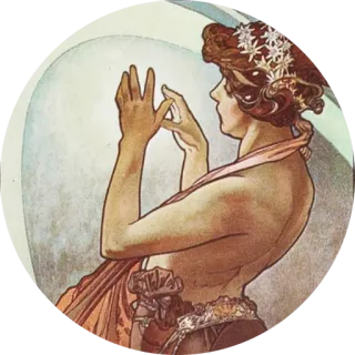 🌺 Jugendstil, Frau, Mucha-Stil, Alfons Mucha, Vintage, Kunst telegram sticker