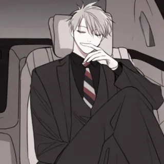 🍶 男性, スーツ, ネクタイ, 着席, フォーマル, 車 telegram sticker