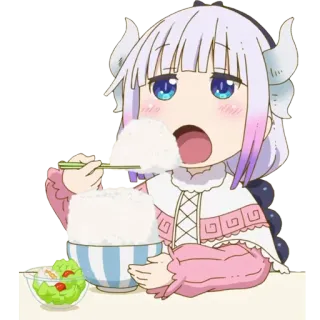 😲 Kanna Kamui Miss Kobayashi's Dragon Maid Anime, Drago, Mangiare, Cibo, Carino telegram sticker