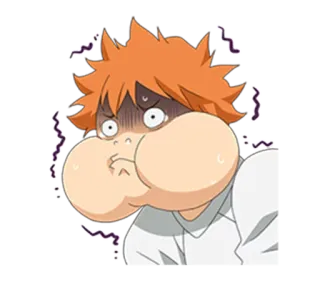 😷 Hinata Haikyuu!! アニメ, マンガ, バレーボール, ハイキュー, 日向, 漫画, 感情, 面白い telegram sticker